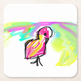 Porta-copo De Papel Quadrado Flamingo Joy