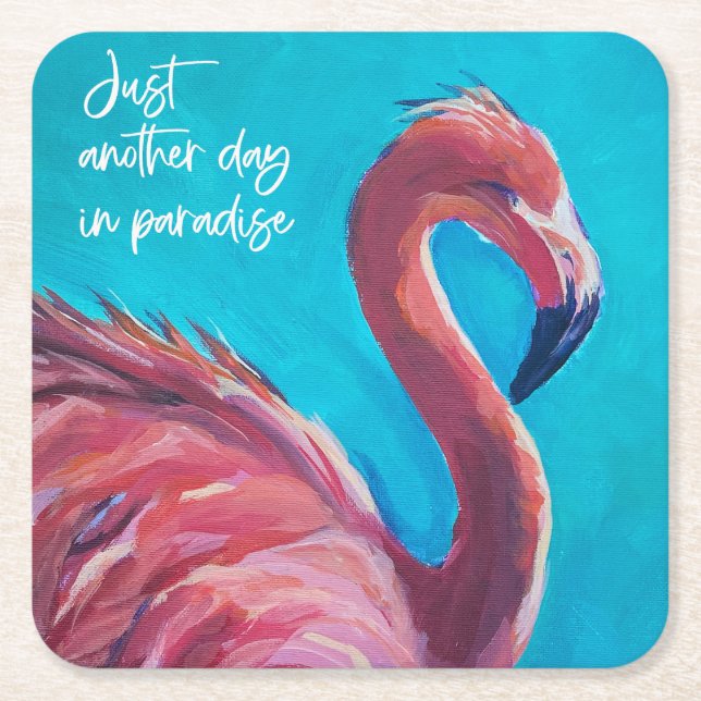 Porta-copo De Papel Quadrado Flamingo no paraíso conjunto de portas copos (Frente)