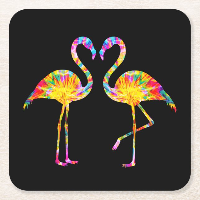 PORTA-COPO DE PAPEL QUADRADO FLAMINGO TIE DYE (Frente)