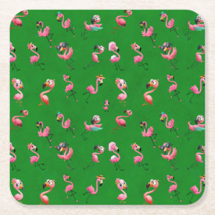 Porta-copo De Papel Quadrado Flamingos