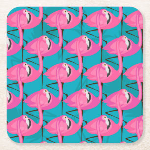 Porta-copo De Papel Quadrado Flamingos de néon