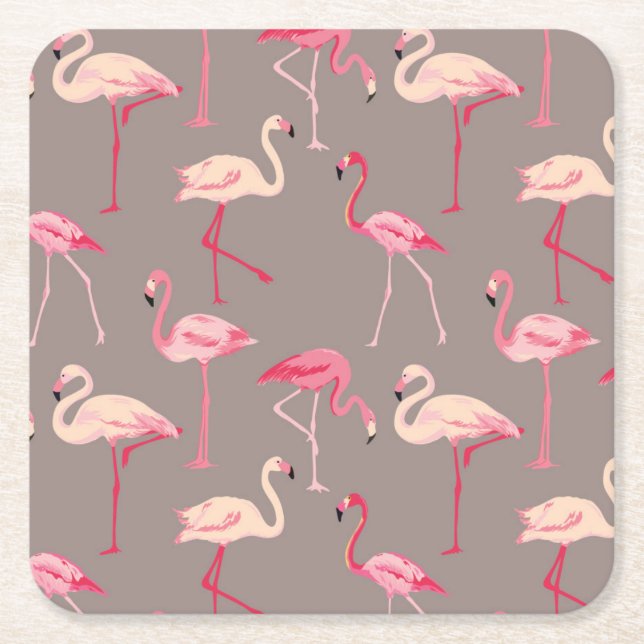 Porta-copo De Papel Quadrado Flamingos retros 2 (Frente)