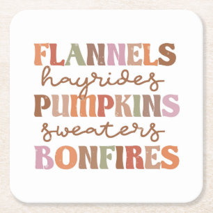 Porta-copo De Papel Quadrado Flannels Pumpkins Bonfire