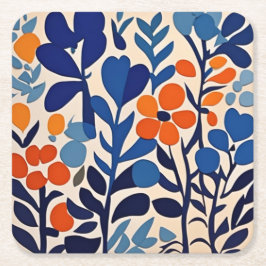 Porta-copo De Papel Quadrado fleurs retro 70's