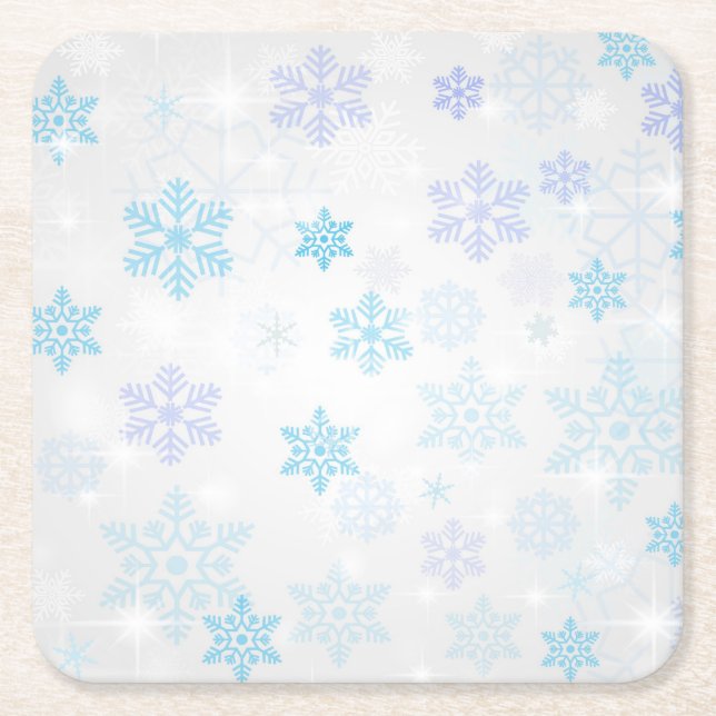 Porta-copo De Papel Quadrado Flocos de neve (Frente)