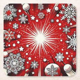 Porta-copo De Papel Quadrado Flocos de neve