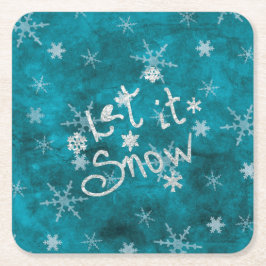 Porta-copo De Papel Quadrado Flocos de neve azuis de inverno místicos Deixem ne