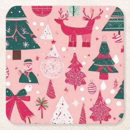 Porta-copo De Papel Quadrado Flocos de neve de veado de Natal Travesseiro decor