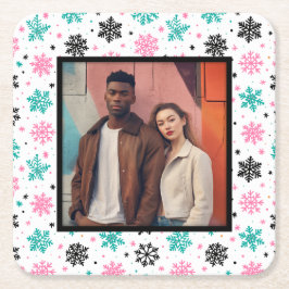 Porta-copo De Papel Quadrado Flocos de neve retrô