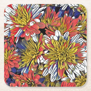 Porta-copo De Papel Quadrado Flor Art