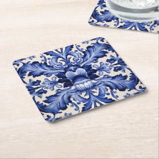 Porta-copo De Papel Quadrado Flor Azul de Ware Delft