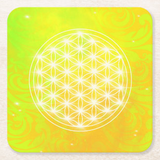 Porta-copo De Papel Quadrado flor da vida, amarelo, geométrico sagrado