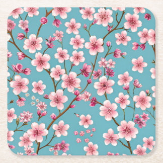 Porta-copo De Papel Quadrado Flor de Cerejeira Sakura