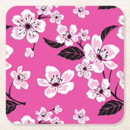 PORTA-COPO DE PAPEL QUADRADO FLOR DE CEREJEIRA - SAKURA (ROSA)