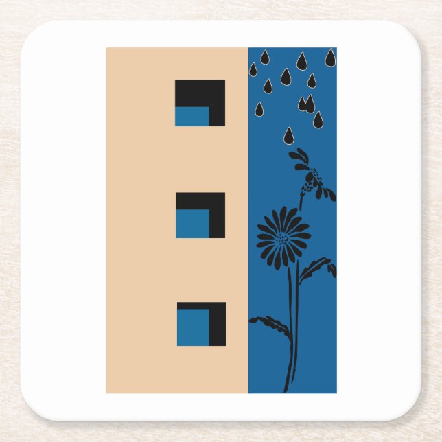 Porta-copo De Papel Quadrado Flor de Construção (Frente)