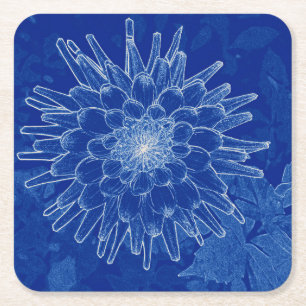 Porta-copo De Papel Quadrado flor em azul