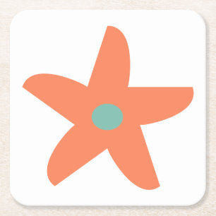 Porta-copo De Papel Quadrado Flor Engraçado