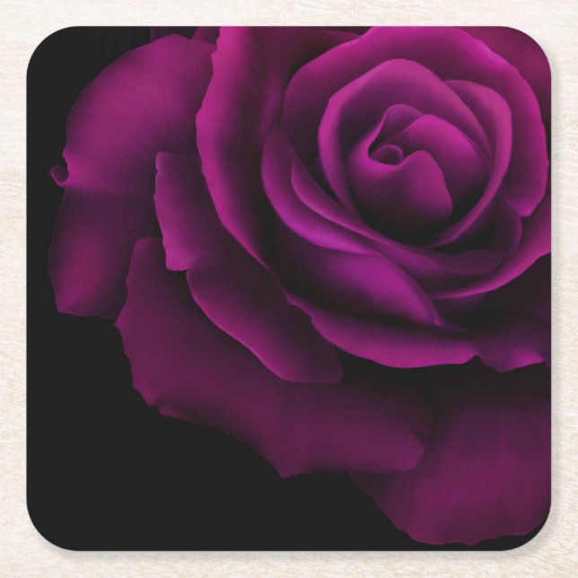 Porta-copo De Papel Quadrado Flor Rosa vermelha Roxo-Gótica (Frente)