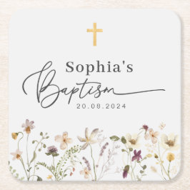 Porta-copo De Papel Quadrado Flor selvagem Baptism