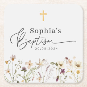 Porta-copo De Papel Quadrado Flor selvagem Baptism