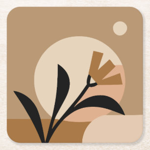 Porta-copo De Papel Quadrado Flor Sun Boho