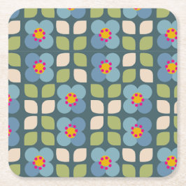 Porta-copo De Papel Quadrado FLORA BLUSH - Conjunto de Pousa-Copos de Papel Flo