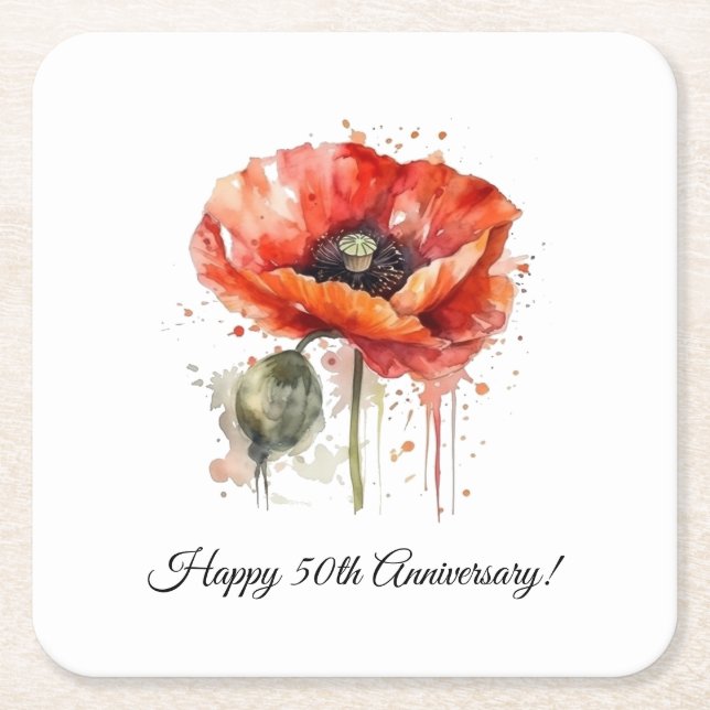 Porta-copo De Papel Quadrado Floração Carmesim, personalizado (Frente)