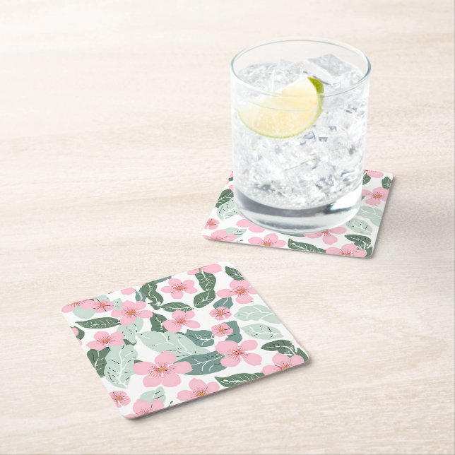 Porta-copo De Papel Quadrado Floral (Insitu)