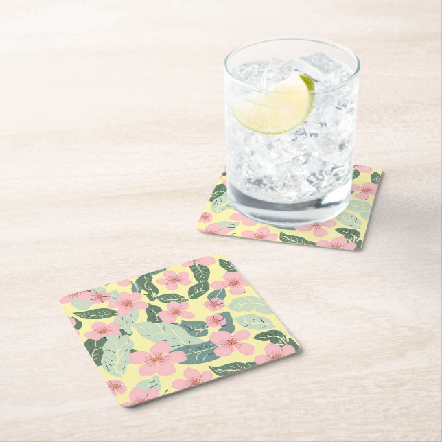 Porta-copo De Papel Quadrado Floral (Insitu)