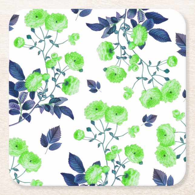 Porta-copo De Papel Quadrado Floral (Frente)