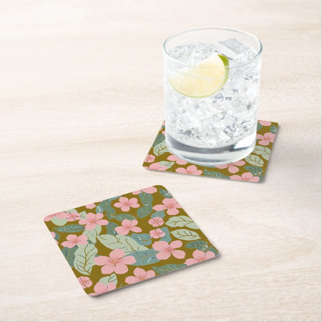 Porta-copo De Papel Quadrado Floral (Insitu)