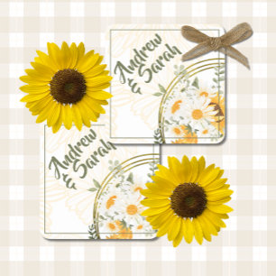 Porta-copo De Papel Quadrado Floral Aguarela Girassol
