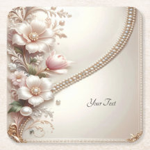 Floral and Pearl Embellishments Paper Coaster