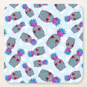 Porta-copo De Papel Quadrado Floral de Abacaxi Tropical