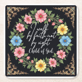 Porta-copo De Papel Quadrado Floral Inspirado na Bíblia Cristã