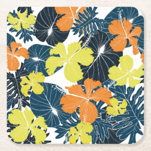 Porta-copo De Papel Quadrado Floral Primaveril: Textura Floral Vintage