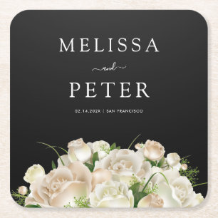 Porta-copo De Papel Quadrado Floral Wedding