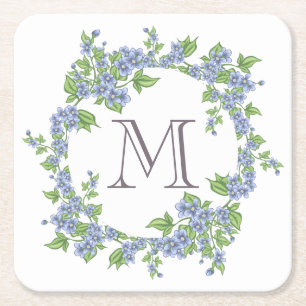 Porta-copo De Papel Quadrado Floral Wreath Monograma