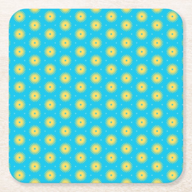 Porta-copo De Papel Quadrado Flores Amarelas (Frente)