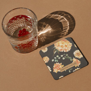 Porta-copo De Papel Quadrado Flores Amarelas Modernas e Presente Personalizado 