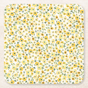 Porta-copo De Papel Quadrado Flores Amarelas Pequenas: Sem Costura.