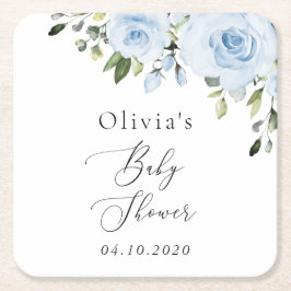 Porta-copo De Papel Quadrado Flores Azuis, Greenerescência, Boho, Chá de fralda