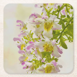 Porta-copo De Papel Quadrado Flores Borboleta