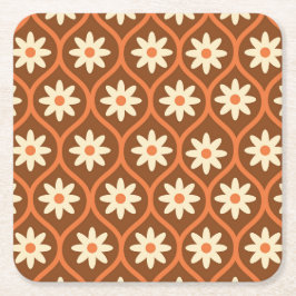 Porta-copo De Papel Quadrado Flores brancas retrorreflectoras no Ogee da Vintag