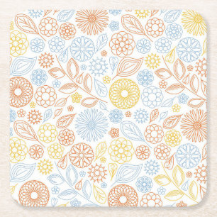 Porta-copo De Papel Quadrado Flores De Abstrato De Presente Xmas Em Branco