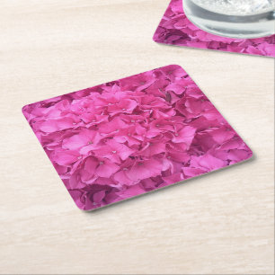 Porta-copo De Papel Quadrado Flores de Hortênsia Rosa Brilhante
