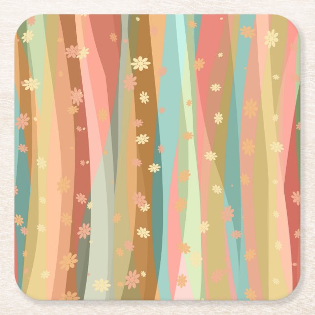 Porta-copo De Papel Quadrado Flores de Relaxamento Calmo (Frente)