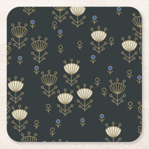 Porta-copo De Papel Quadrado Flores Étnicas: Design Ornamental Vintage