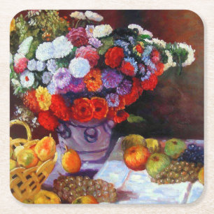 Porta-copo De Papel Quadrado Flores Monet e Frutas