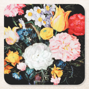 Porta-copo De Papel Quadrado Flores no Vaso, Jan Brueghel, o mais jovem